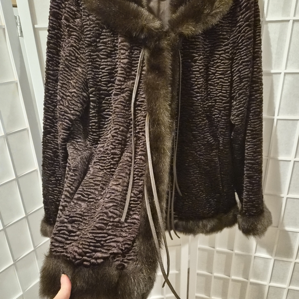 Vintage Brown Faux Fur Coat Sz L - Picture 5 of 15